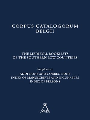 cover image of The Medieval Booklists of the Southern Low Countries. Supplement